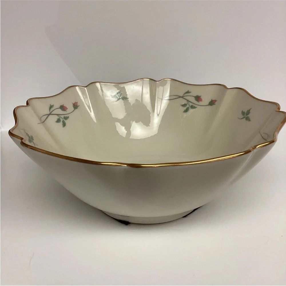 Lenox Rose Manor Fluted Serving Bowl.  Long Stemmed Roses. made in USA Vintage